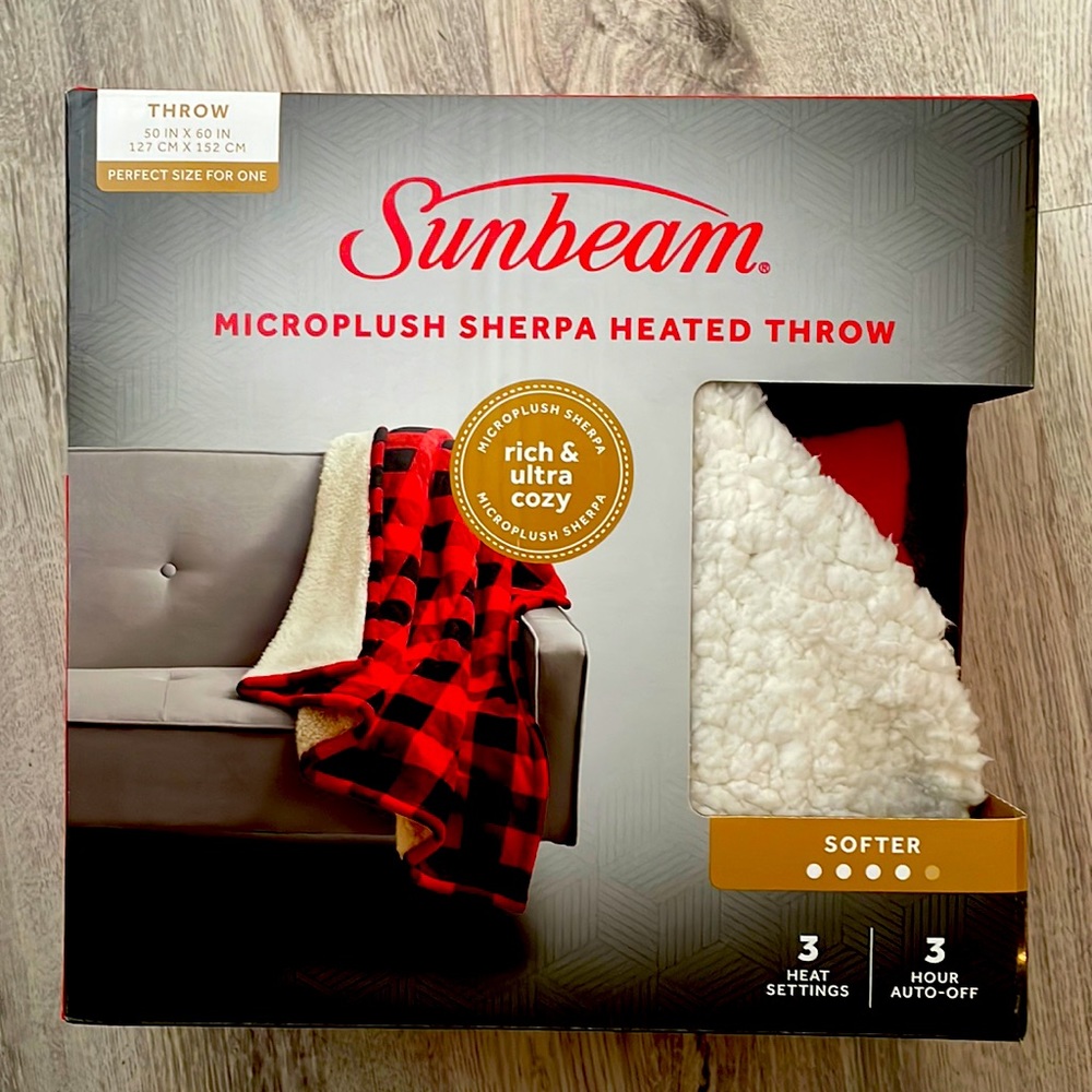 Red Flannel Sunbeam Fleece Heated Blanket
